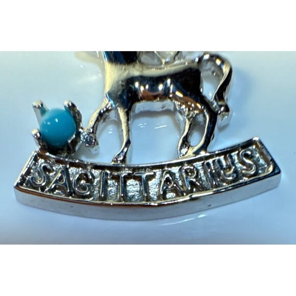 Sagittarius Zodiac Charm Pendant With Turquoise Stone AJ Sterling SIlver - Picture 3 of 6